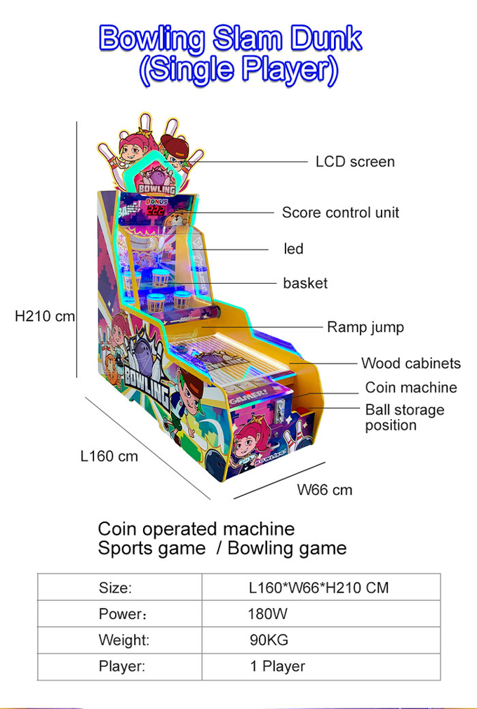 Bowling Slam Dunk Single Player Coin Operated Arcade Machines Lottery Bowling Arcade Game Machine 4
