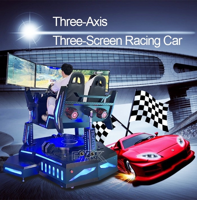 Three Axis Three Screen 9D VR Simulator VR Racing Car Double Seats Arcade Games 1