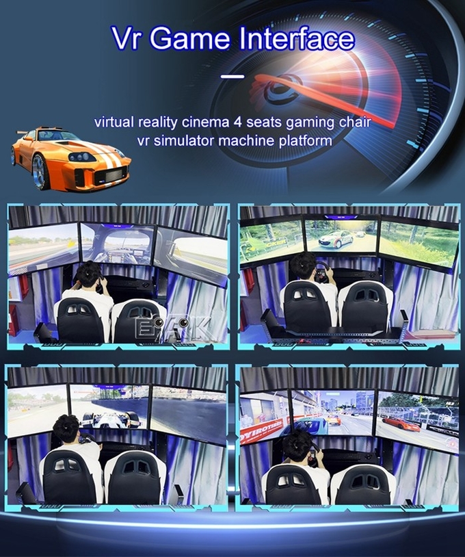 Three Axis Three Screen 9D VR Simulator VR Racing Car Double Seats Arcade Games 0